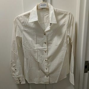 JCrew White Button Down Gold Rhinestone Buttons
